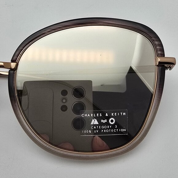 Charles & Keith CK3-71280268 Gold Titanium Frame Gold Mirror Lens Sunglasses main image 13